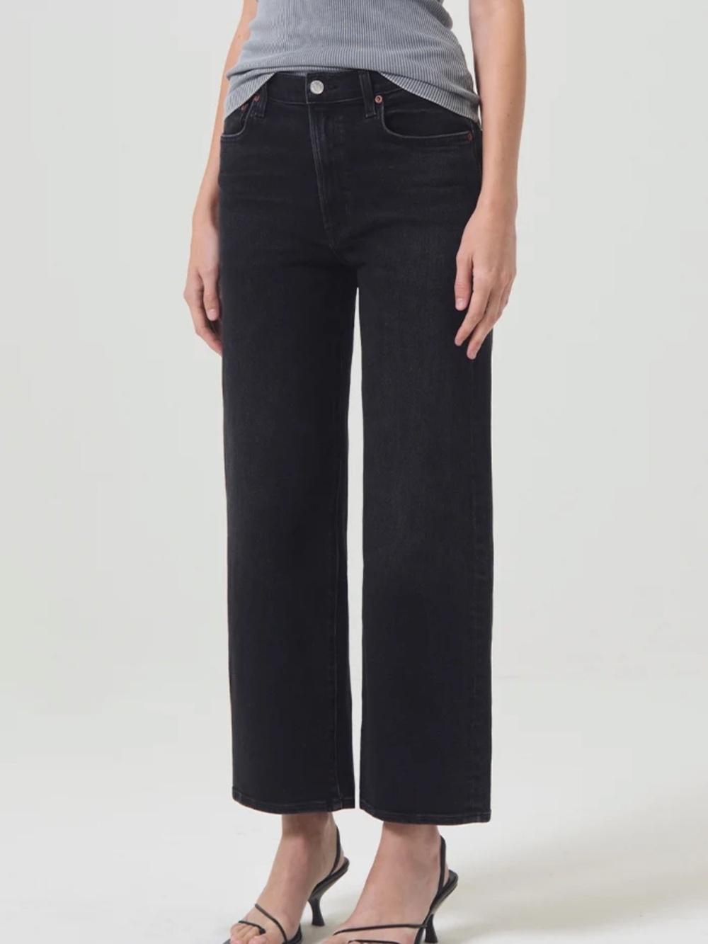 Agolde Harper Crop High-Rise Wide Leg Jeans in Hush